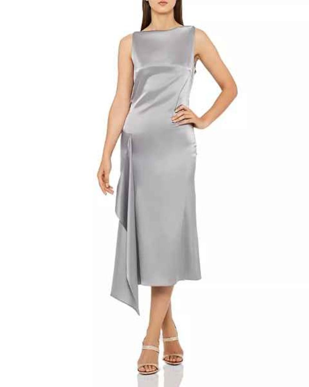 Bloomingdale's Reiss Silver Seren Draped Satin Dress